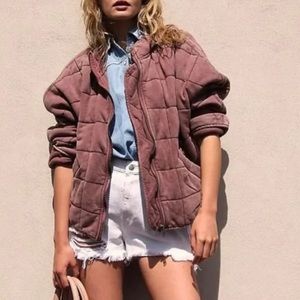 Free People Dolman Quilted Jacket in Cherry Cola